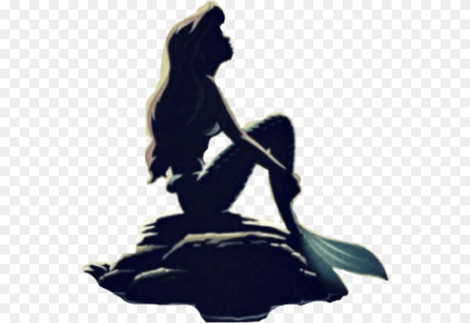 Arielle Mermaidtail Fishtail Tail Mermaid Siren Sirena Ariel Silhouette On Rock, Kneeling, Person, Adult, Female Free Png Download