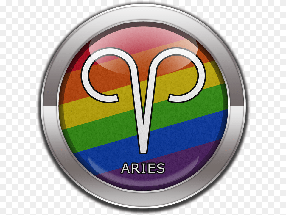 Aries Horoscope Symbol On Round Lgbt Rainbow Pride Aries Lgbt Pride Rainbow Round Car Magnet, Logo Free Png