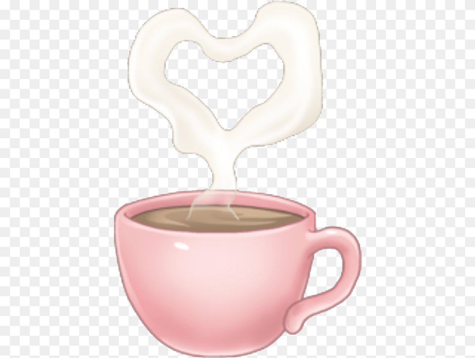 Arimoji Coffee Heart Pink Cute Tumblr Drink Sticker Cute Pink Mug, Cup, Beverage, Coffee Cup Free Png