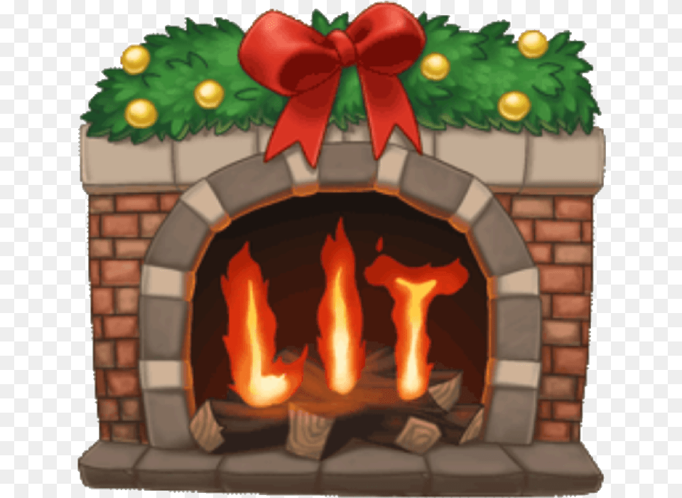 Arimoji Fireplace Fire Lit Redandgreen Bow Ribbon Redbo Portable Network Graphics, Hearth, Indoors, Birthday Cake, Cake Png Image