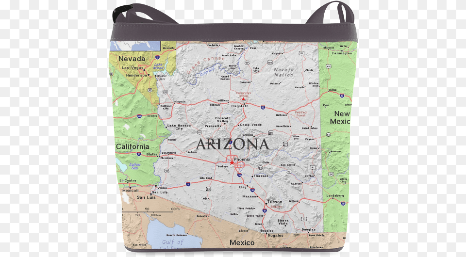 Arizona State Modern Map Crossbody Bags Shoulder Bag, Chart, Plot, Atlas, Diagram Png Image