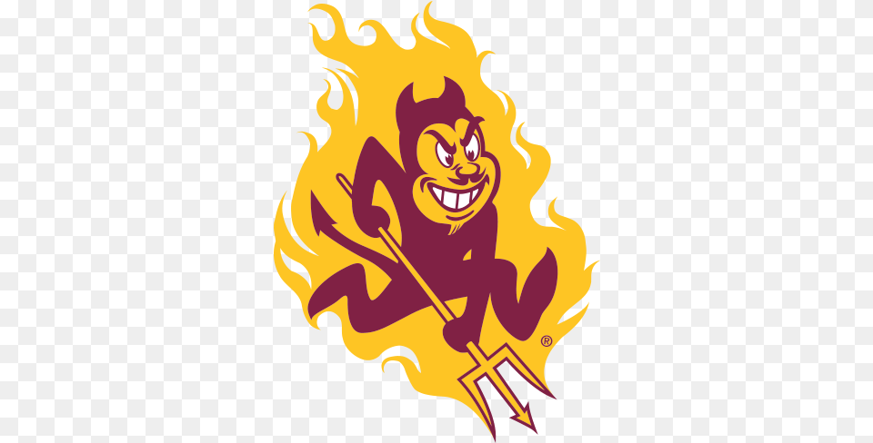 Arizona State Sun Devils Devil Logo, Fire, Flame, Person Png Image