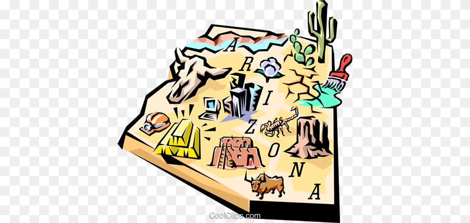 Arizona Vignette Map Royalty Vector Clip Art Illustration, Book, Publication, Painting, Comics Png