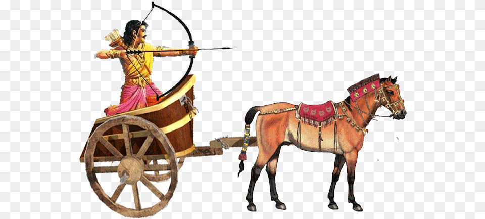 Arjuna On Chariot Arjun Mahabharat Transparent, Animal, Wagon, Vehicle, Transportation Free Png