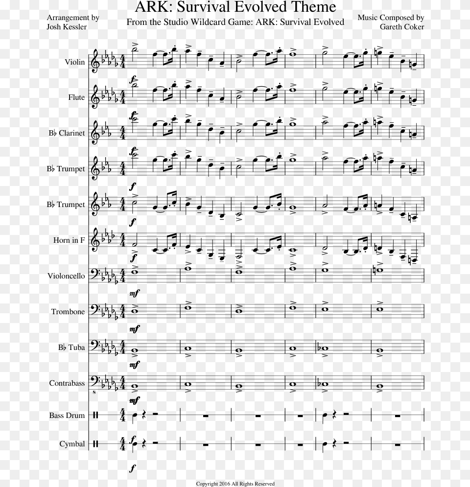 Ark Survival Evolved Theme Solo Violin Sheet Music, Gray Png