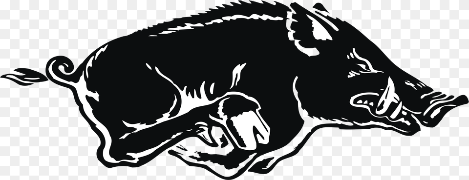 Arkansas Razorbacks Logo Black And White, Animal, Boar, Hog, Mammal Free Transparent Png