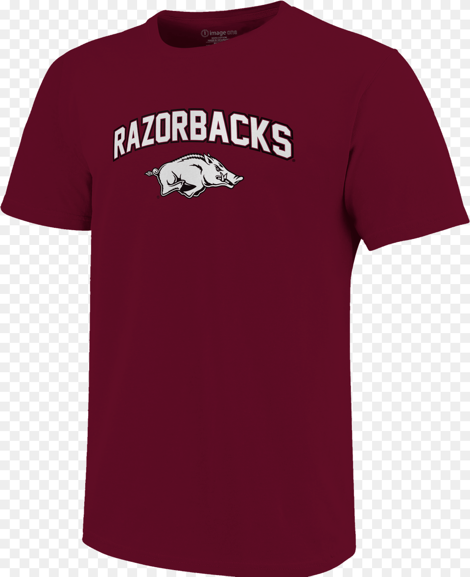 Arkansas Razorbacks School Spirit Arch Tee Arkansas Razorbacks Wooo Pig Sooie Framed 15x18 Inch, Clothing, Maroon, Shirt, T-shirt Png Image