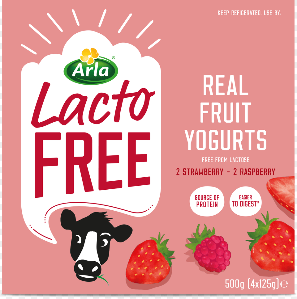 Arla Lactofree Real Fruit Yogurts 2 X Strawberry And 2 X New York Transit Museum, Advertisement, Berry, Food, Plant Free Png Download
