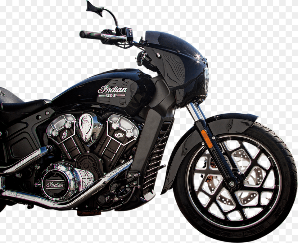 Arlen Ness Gloss Black Abs Plastic Front Motorcycle Indian Scout Bobber Windshield, Machine, Spoke, Wheel, Vehicle Free Png Download