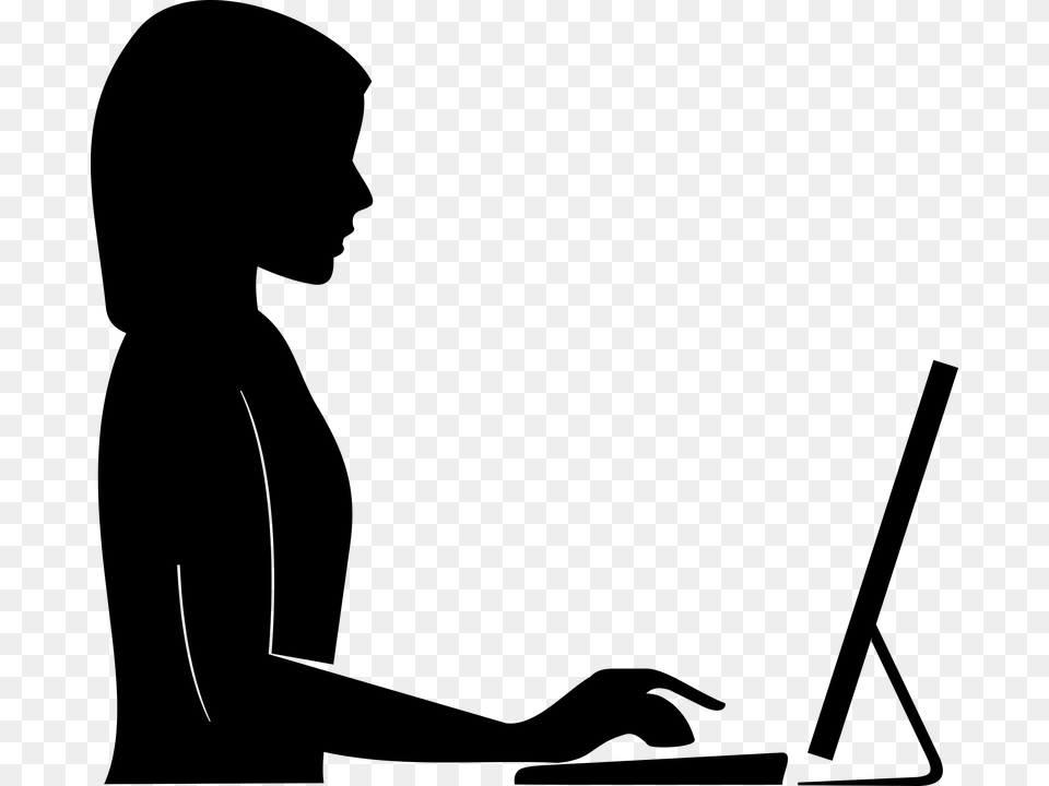 Arm Computer Female Human Profile Silhouette Woman Computer Silhouette, Gray Png Image