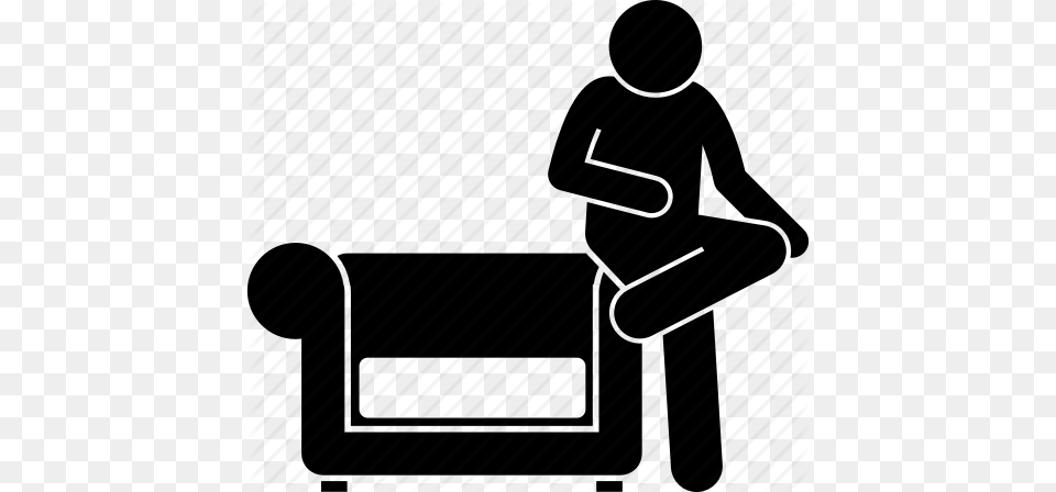 Arm Rest Couch Man People Sitting Sofa Icon, Furniture, Chair, Silhouette, Person Free Png