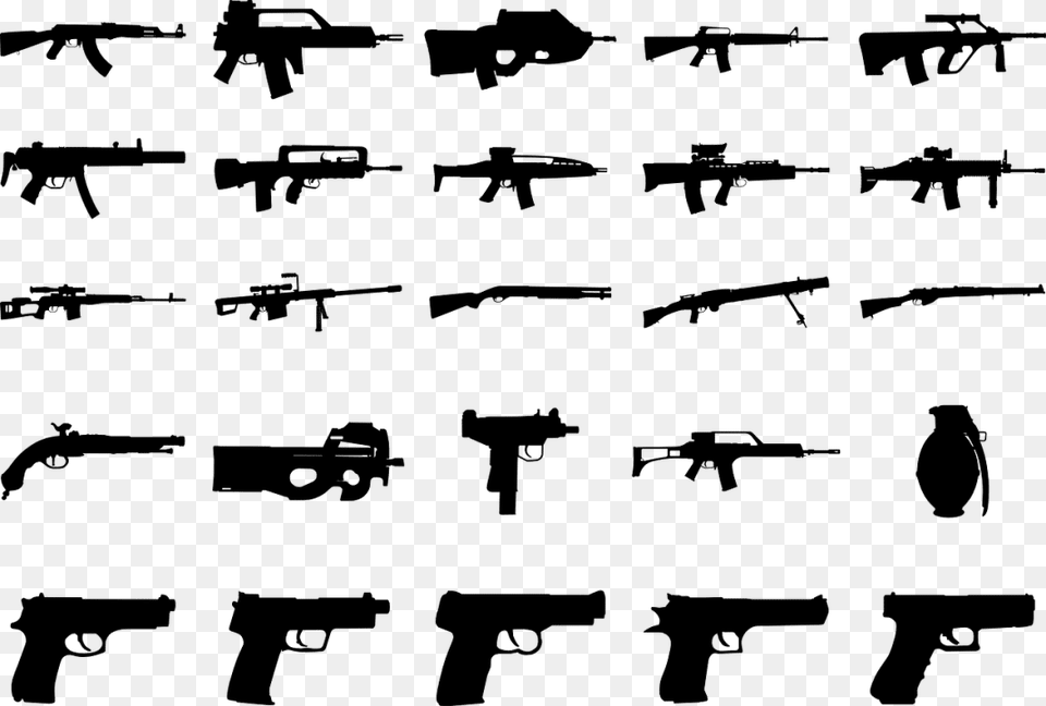 Armas De Fuego Armas Escopeta Pistola Rifle Gun Silhouettes, Weapon, Handgun, Firearm, Aircraft Free Png
