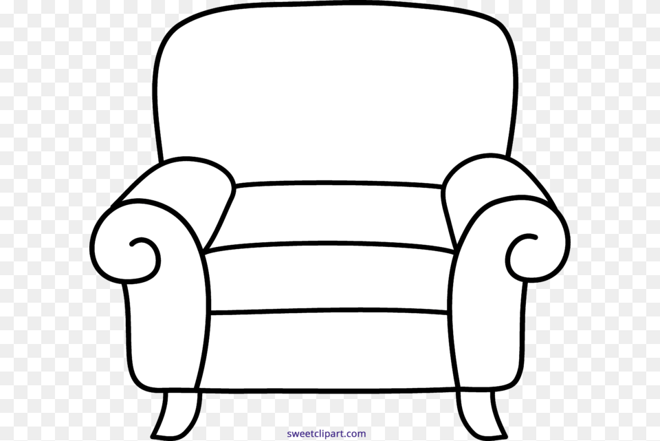 Armchair Line Art Clipart, Chair, Furniture Free Transparent Png