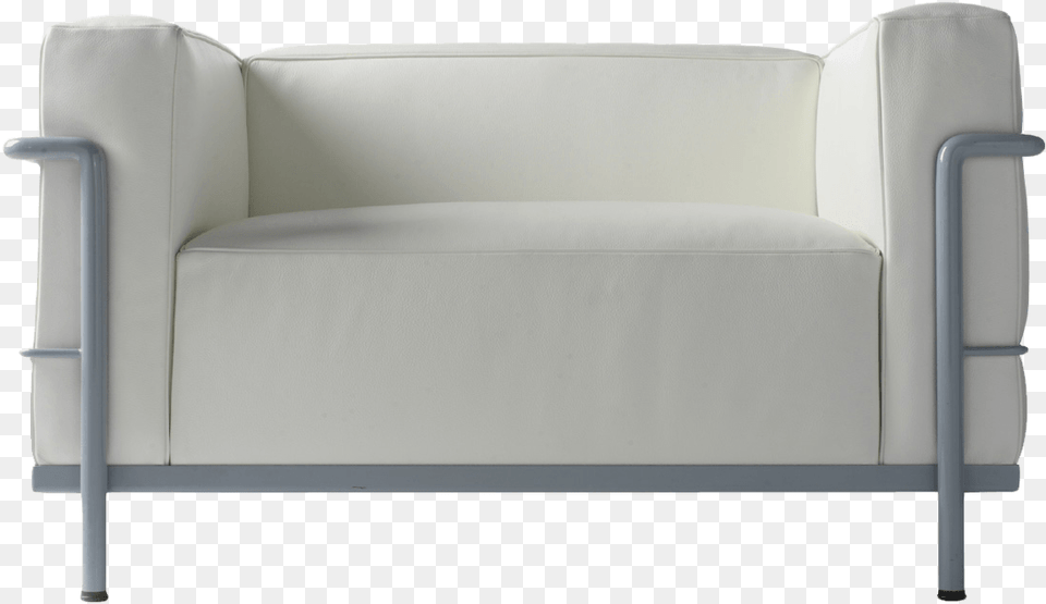 Armchair White Leather Corbusier Furniture, Chair, Couch, Cushion, Home Decor Png Image