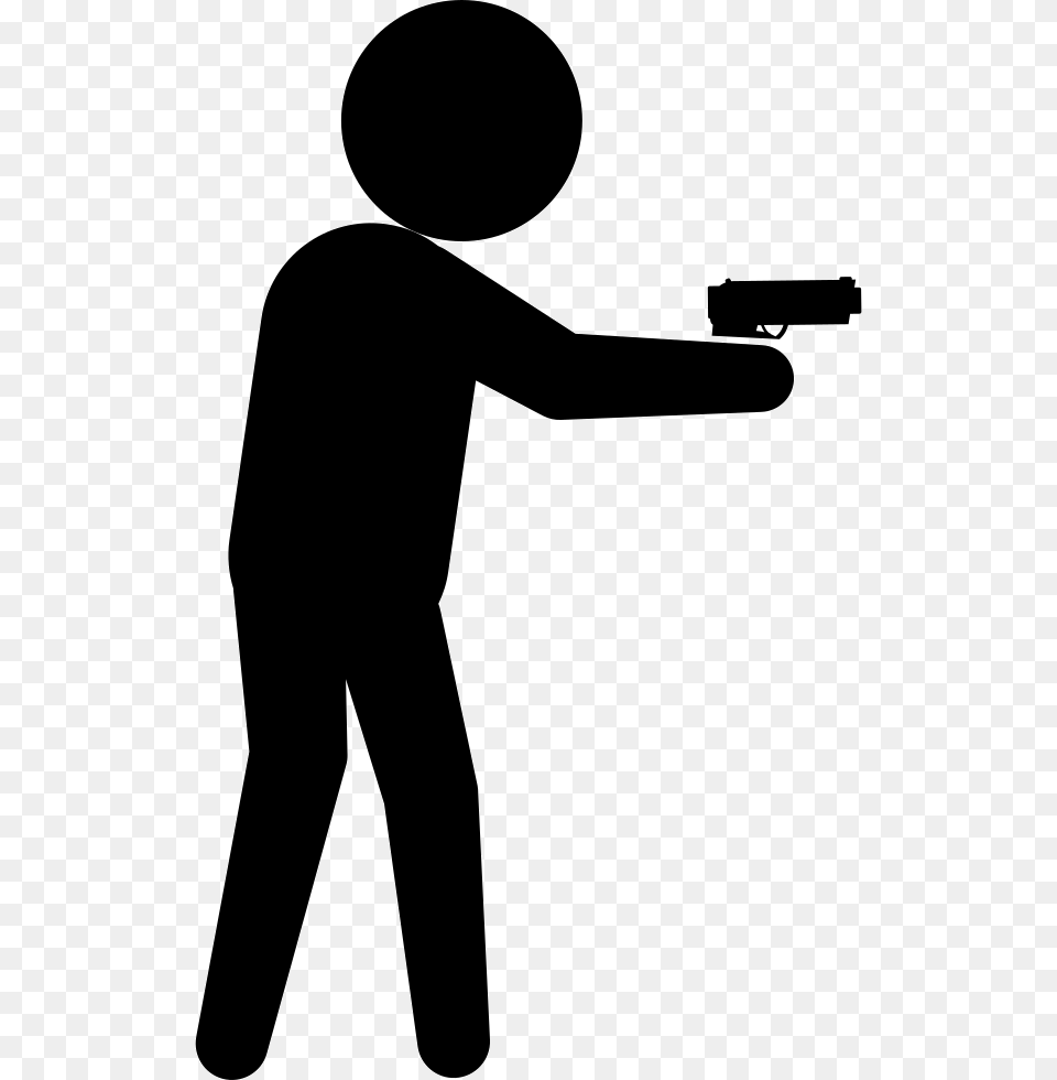 Armed Criminal Male Silhouette Icon Download, Stencil, Weapon, Handgun, Gun Png Image