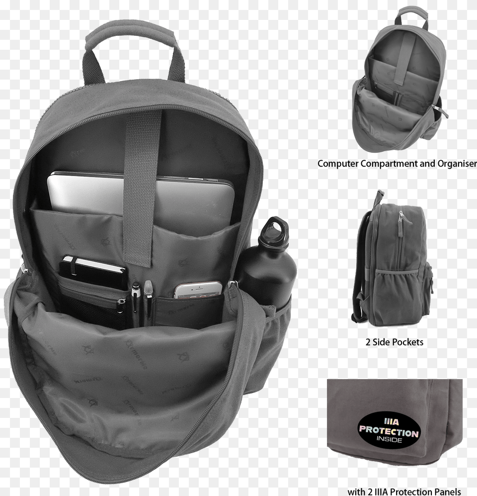 Armorme Double Bullet Resistant Panels Backpack Grey Mochila Antibalas, Bag Free Png