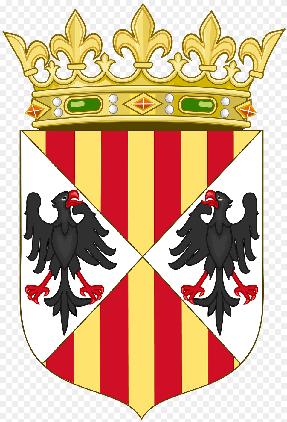 Arms Of The Aragonese Kings Of Sicilycrowned Clipart, Armor, Emblem, Symbol, Shield Free Transparent Png