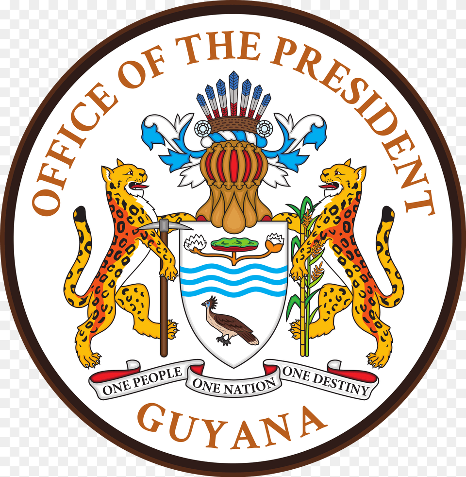 Arms Of The President In Guyana Clipart Download Guyana Coat Of Arms Symbols, Badge, Emblem, Logo, Symbol Free Png