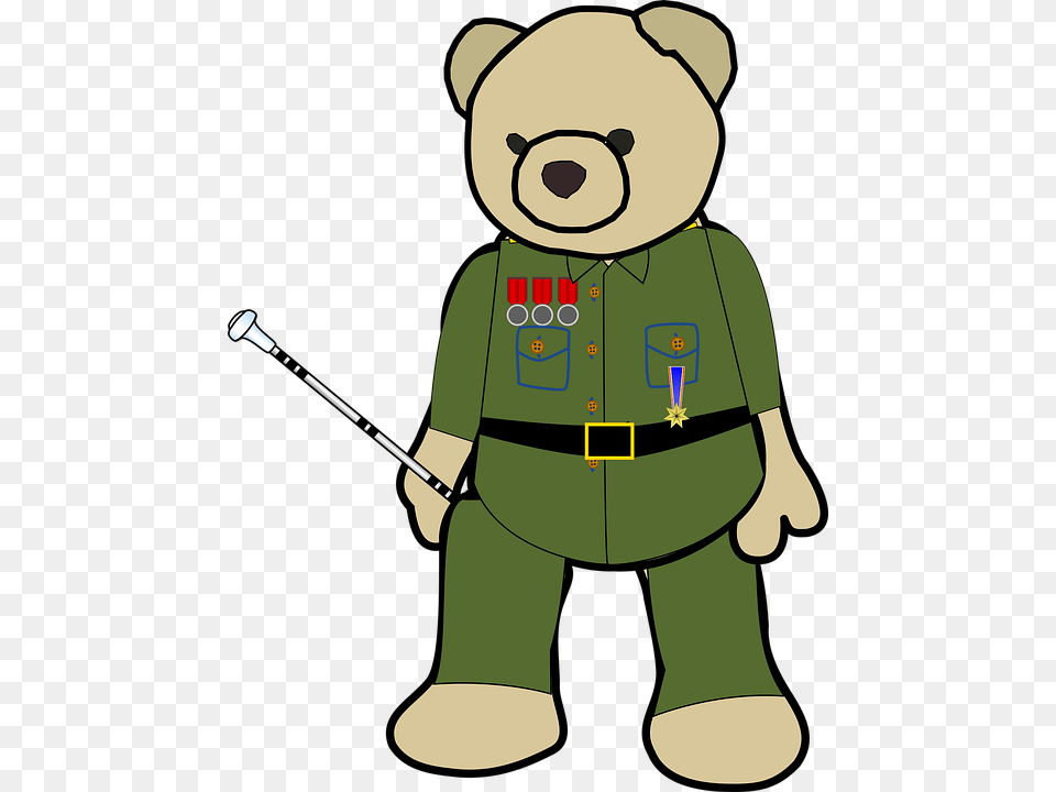 Army Baton Bear Commander Field Marshal General Clip Art, Animal, Mammal, Wildlife, People Free Png