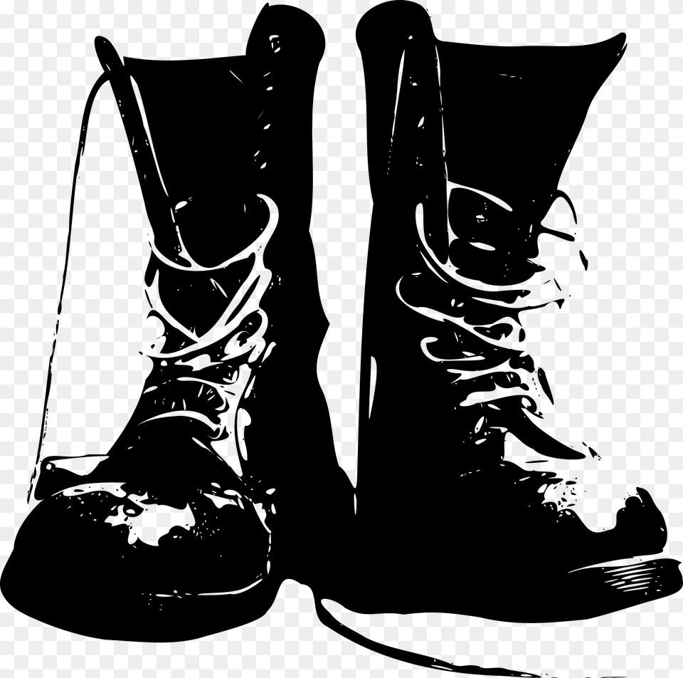 Army Boots Clipart, Gray Png