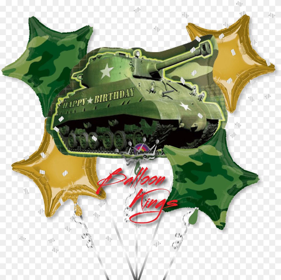Army Bouquet Army Tank Balloon Party Supplies, Armored, Military, Transportation, Vehicle Png