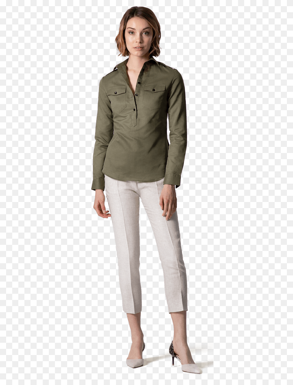 Army Green Linen Cotton Dress Shirt With Pockets Formal Wear, Sleeve, Pants, Long Sleeve, Jacket Png Image
