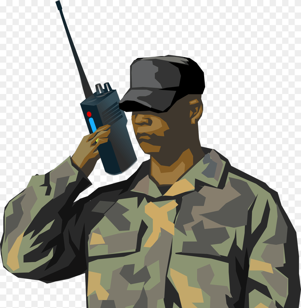 Army Guy Walkie Talkie, Adult, Male, Man, Person Png