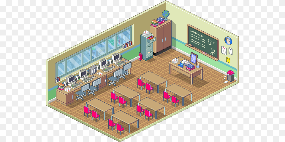 Army Of Trolls Pixel Art School, Chair, Furniture, Dining Table, Table Free Transparent Png