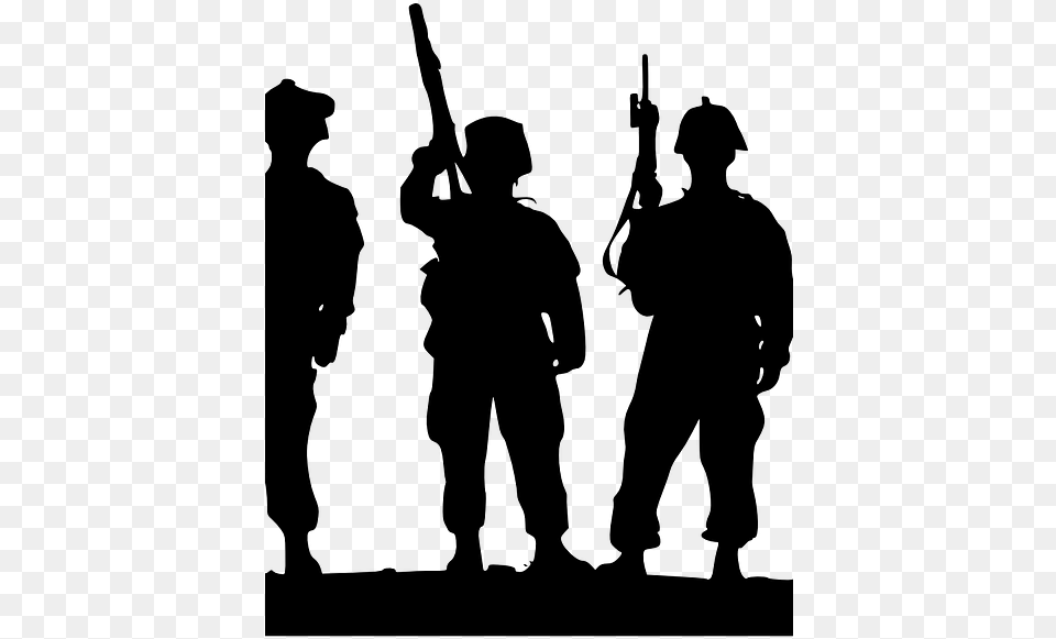 Army Soldiers Silhouette, Gray Free Png