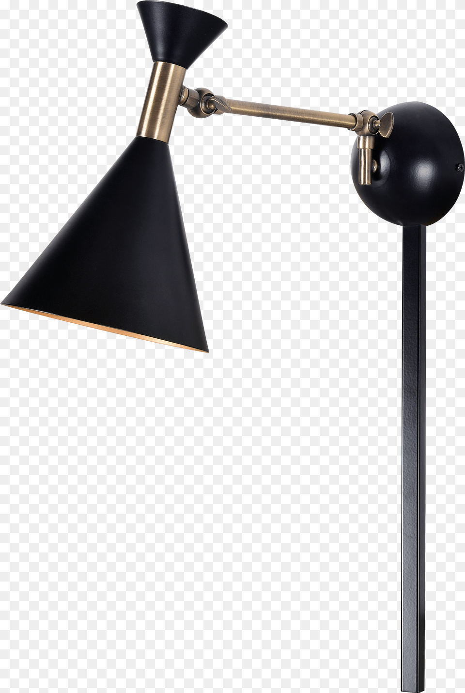 Arne Matte Black With Antique Brass One Light Wall Kenroy Home Arne Black Swing Arm Light, Lamp, Lampshade Free Png