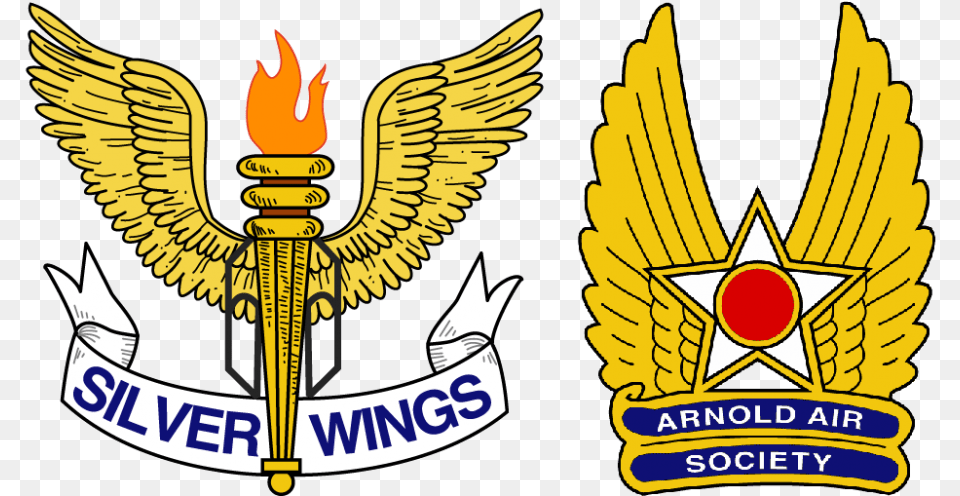 Arnold Air Society And Silver Wings Logos, Badge, Emblem, Logo, Symbol Free Png Download