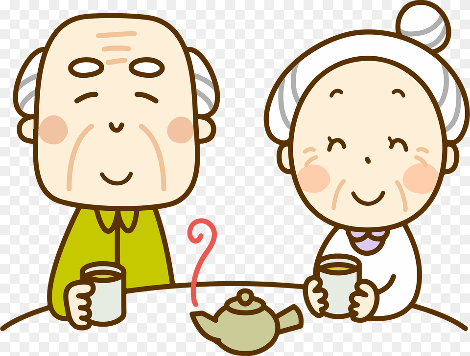 Arnold And Noreen Old Couple Is Having Green Tea Clipart, Face, Head, Person, Baby Free Png