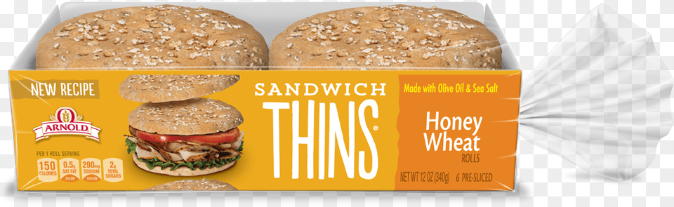 Arnold Honey Wheat Sandwich Thins, Burger, Food, Bread Png Image
