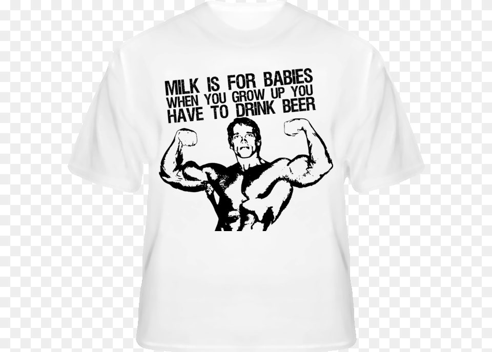Arnold Schwarzenegger Drink Beer Funny Pumping T Shirt Watch Dogs 2 T Shirt, T-shirt, Clothing, Person, Man Png
