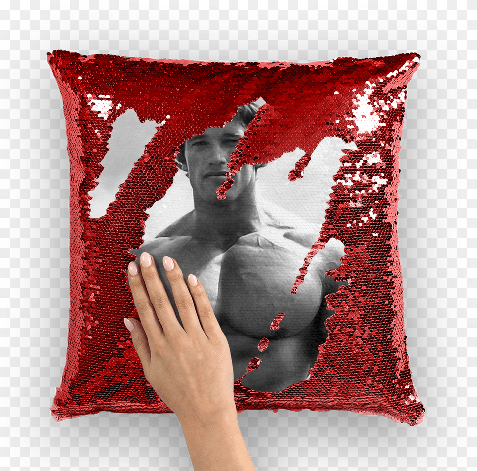 Arnold Schwarzenegger Sequin Cushion Coverclass Gordon Ramsay Body Pillow, Home Decor, Person, Face, Head Png Image