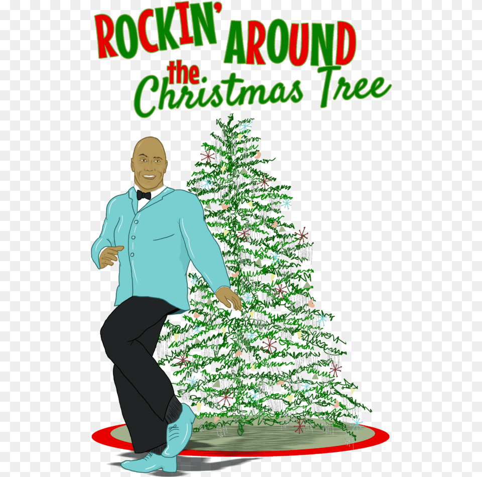Around The Christmas Tree Illustration, Man, Person, Plant, Adult Png Image