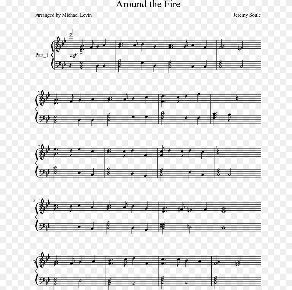 Around The Fire Sheet Music Composed By Jeremy Soule Imagine Dragons Believer Full Piano Sheet Music, Gray Free Png