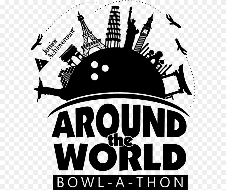 Around The World Bowl A Thon Logo Black And White Poster, Lighting, Silhouette, Sword, Weapon Png
