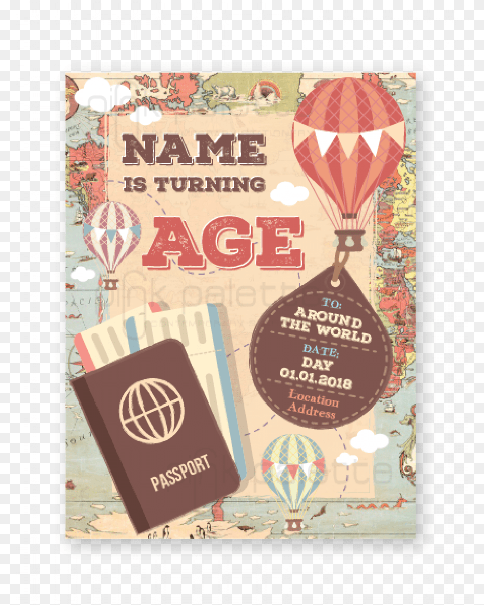 Around The World Party E Invite Poster, Advertisement, Book, Publication, Balloon Png Image