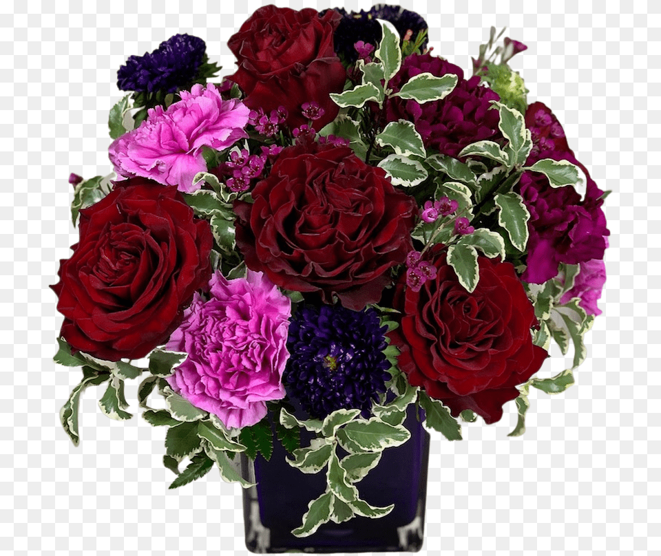 Arrangement Of Red Roses Purple Carnations Lavender Garden Roses, Flower, Flower Arrangement, Flower Bouquet, Plant Free Png Download