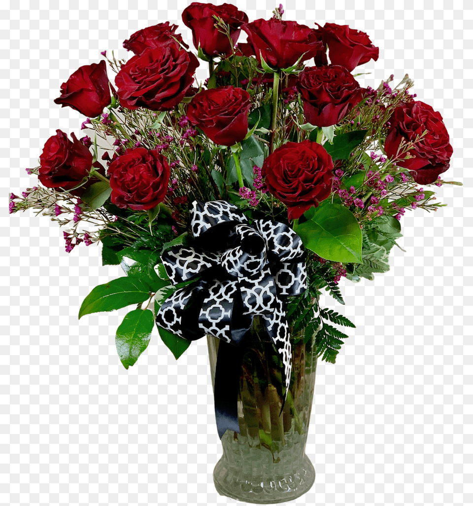 Arrangement Of Two Dozen Long Stemmed Roses With Fresh Garden Roses, Flower, Flower Arrangement, Flower Bouquet, Plant Png