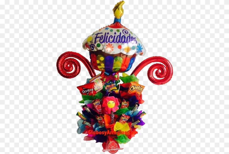 Arreglo De Globos Y Dulces Con Flor Peluche 85cms Arreglo De Dulces Para, Candy, Food, Sweets, Cream Free Png Download