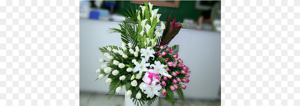 Arreglo Triangular En Rosa Blanca Rosa Rosada Cartuchos Lily, Art, Floral Design, Flower, Flower Arrangement Free Png