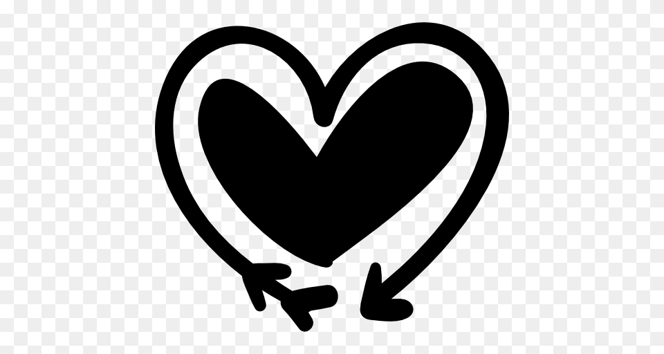 Arrow And Heart Doodle, Stencil Png Image