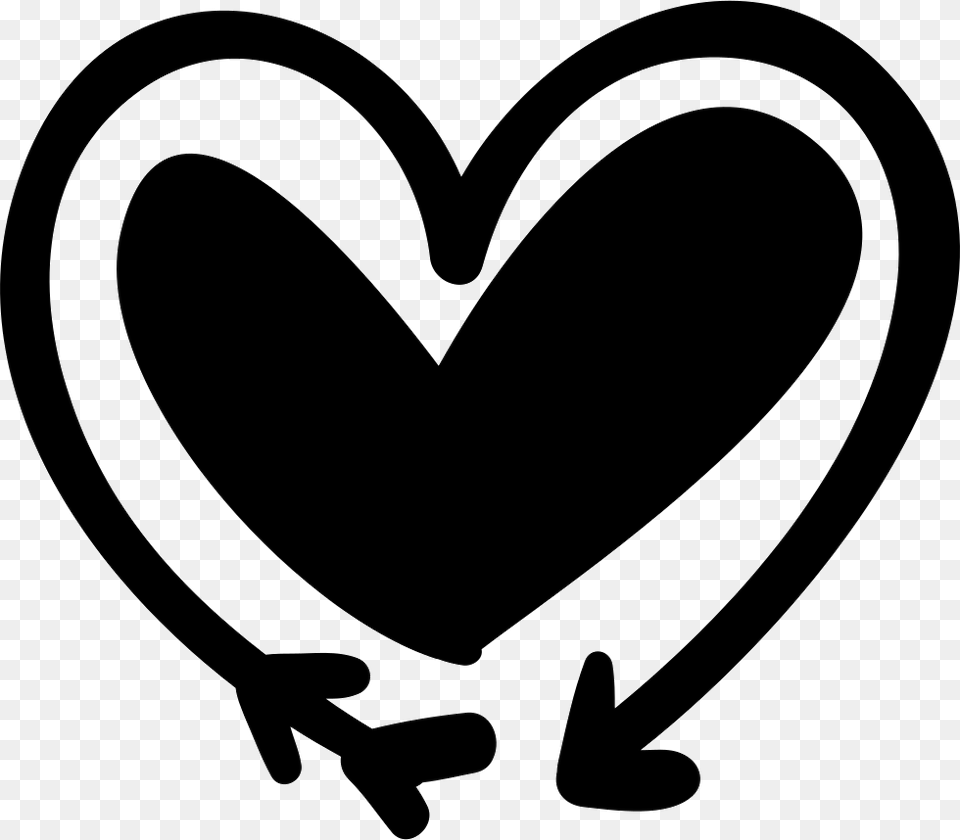 Arrow And Heart Doodle Comments Hearts Icon, Stencil Free Png