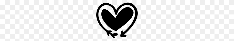 Arrow And Heart Doodle Icon, Gray Png Image