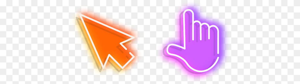 Arrow And Purple Hand Neon Cursor Sign, Light, Food, Ketchup Free Transparent Png