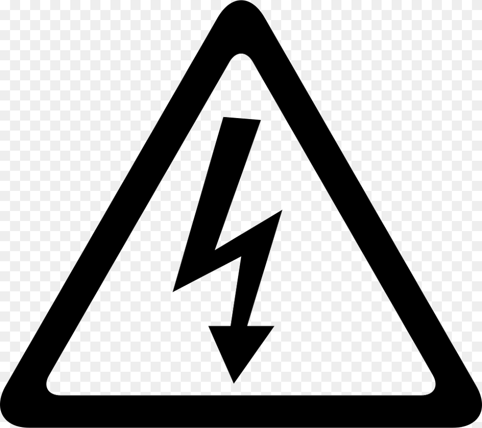 Arrow Bolt Signal Of Electrical Shock Risk In Triangular Risk Of Electric Shock, Sign, Symbol, Triangle, Road Sign Png Image