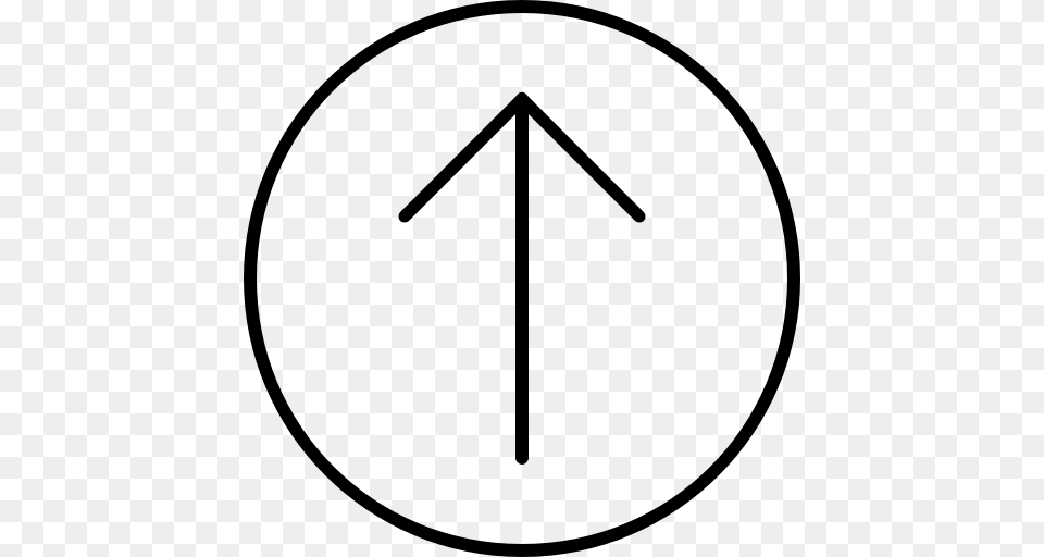 Arrow Circle Direction Going Up Rise Small Thin Upload, Gray Png