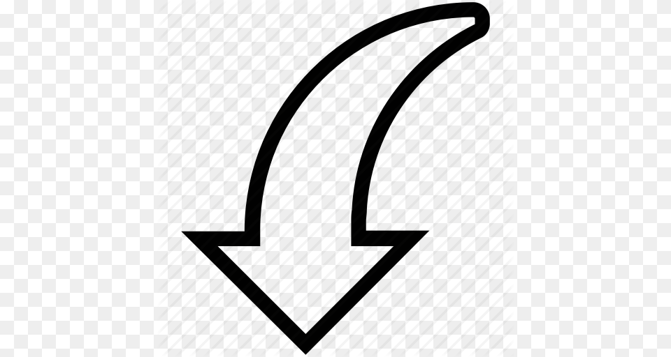 Arrow Curve Curved Down Down Arrow Left Line Icon, Number, Symbol, Text Free Transparent Png